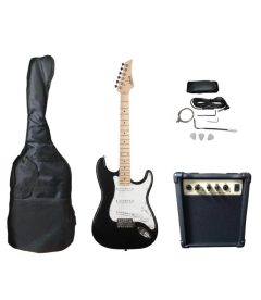 Pack guitarra eléctrica tipo Stratocaster negra con amplificador 10W NK-EGS111-10S