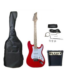 Pack guitarra eléctrica tipo Stratocaster roja con amplificador 10W RED-EGS111-10S