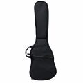 Funda acolchada para bajo eléctrico tipo mochila negra, vista frontal con bolsillo exterior
