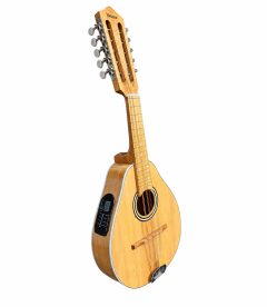 Mandolina 10 cuerdas electroacústica Verona Perita Natural, vista lateral con cápsula Joyo