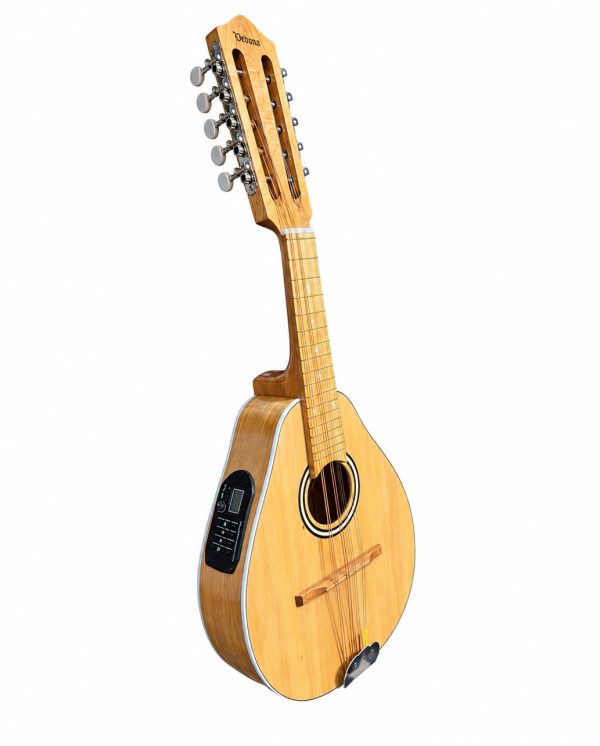 Mandolina 10 cuerdas electroacústica Verona Perita Natural, vista lateral con cápsula Joyo