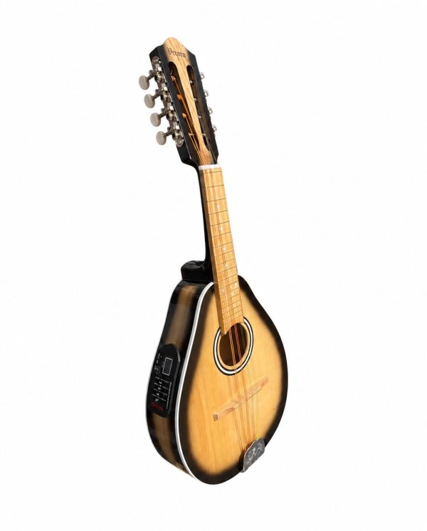 mandolina-8-cuerdas-verona-perita-sunburst-lateral Mandolina 8 cuerdas electroacústica Verona Perita Sunburst, vista lateral con cápsula Joyo